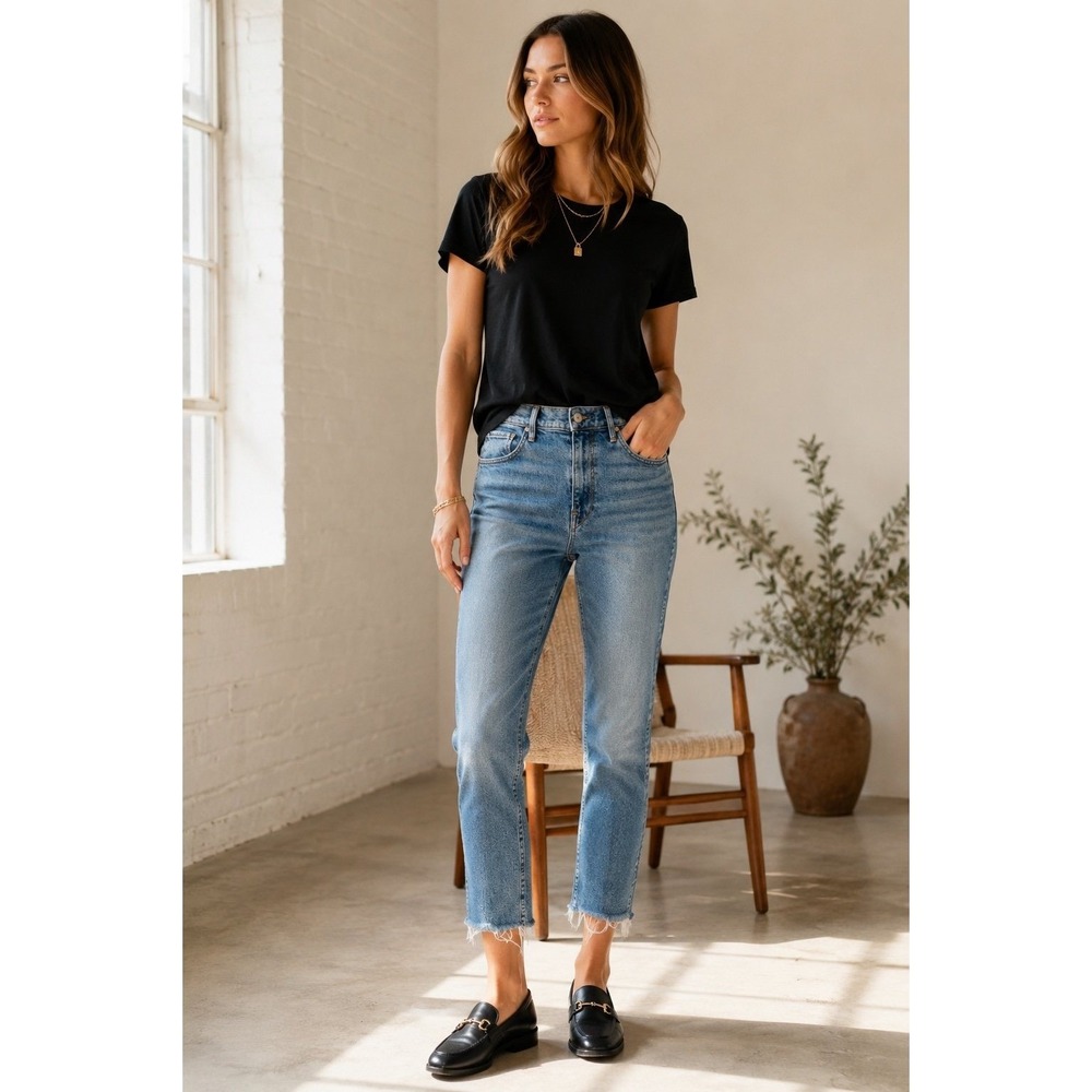 3x1 NYC Camden Jeans Women's 29 High Rise Straight Raw Hem Cropped Denim